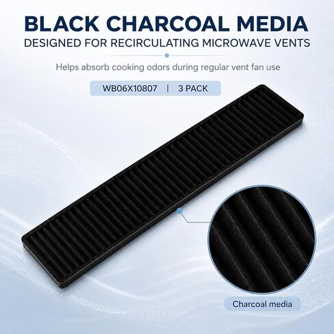 3 Pack WB06X10807 Microwave Charcoal Filter Replacement, Compatible with GE Models JVM7195SK6SS, JVM7195EK6ES, JNM7196SK6SS, JNM7196DK5BB, JVM7195DK5WW, JVM7195EK5ES, PNM9216SK5SS, PVM9005SJ8SS in Kuwait