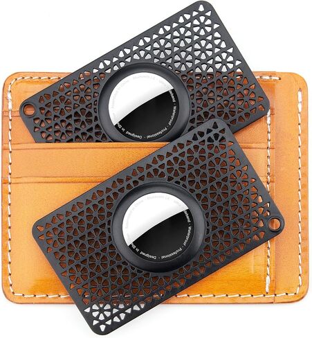 لحامل محفظة Airtag 2 Pack [الجيل الأول والثاني] حافظة بطاقات رفيعة للغاية (0.1 بوصة) للمحفظة وحقيبة اليد ومحفظة الظهر والقابض لحامل Airtag للنساء والرجال - أسود in Kuwait