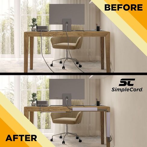 Simple Cord 5 Pack of 16-Inch J Channel Cable Management Under Desk - Easy to Install Adhesive Mount Cord Organizer for Desk, Home Office, No-Drill Wall Cable Organizer (White) in Saudi Arabia