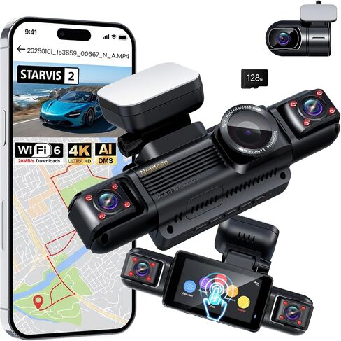 Neideso N300Pro 4K Dash Cam Front and Rear, 4 Channel 360 View Car Camera in Saudi Arabia