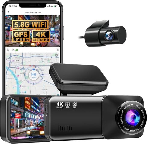 Osmo Dashcam Pro 2.0 4k with Front and Rear Camera, GPS, Free 64GB Card, Dashcam with Parking Monitoring, Parking Mode & Night Vsion, 170° Wide Angle in Kuwait