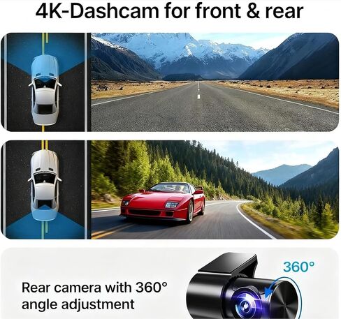 Osmo Dashcam Pro 2.0 4k with Front and Rear Camera, GPS, Free 64GB Card, Dashcam with Parking Monitoring, Parking Mode & Night Vsion, 170° Wide Angle in Kuwait