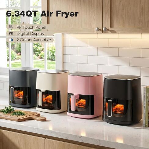 OLIXIS 12-in-1 Air Fryer 6.34 Quarts, Visable Airfryer with Window, 400°F, Roast, Reheat, Dehydrate, Bake, Steam, Fries, Custard, Chicken, Wings, Sea Food, Vegetabels, Fairy Pink in Kuwait