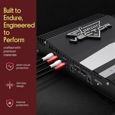 Lanzar 2-Channel High Power MOSFET Amplifier - Slim 800 Watt Bridgeable Mono Stereo 2 Channel Car Audio Amplifier-Crossover Frequency and Bass Boost Control, RCA Input,Line Output - Lanzar VCT2010 in Saudi Arabia
