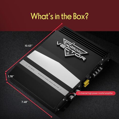 Lanzar 2-Channel High Power MOSFET Amplifier - Slim 800 Watt Bridgeable Mono Stereo 2 Channel Car Audio Amplifier-Crossover Frequency and Bass Boost Control, RCA Input,Line Output - Lanzar VCT2010 in Saudi Arabia