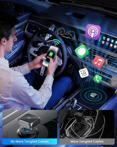 2-in-1 Wireless CarPlay Adapter for Apple iPhone USB-A/USB-C Plug & Play in Saudi Arabia