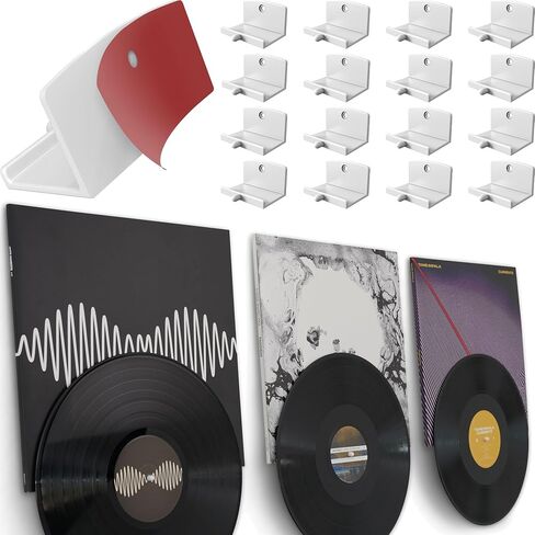Modern JP Adhesive Vinyl Wall Mount (4-Pack) – Dual Display Album and Disc, Strong Hold Record Holder Wall, Record-Safe Easy Installation, Album Wall Mount for 1LP and 2LP – Clear in Kuwait