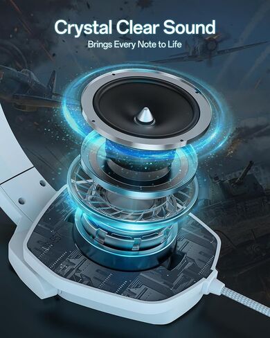 NUBWO N16 Gaming Headsets for Xbox, PS5, PS4, PC, NS, Mac - Over Ear Headphones with Microphone, Stereo Sound, Wired Headet with 3.5mm Audio Jack (White Blue) in Saudi Arabia