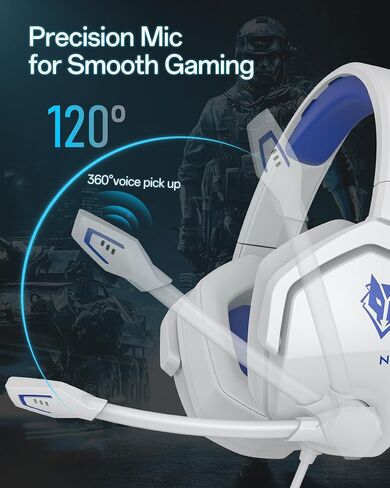 NUBWO N16 Gaming Headsets for Xbox, PS5, PS4, PC, NS, Mac - Over Ear Headphones with Microphone, Stereo Sound, Wired Headet with 3.5mm Audio Jack (White Blue) in Saudi Arabia