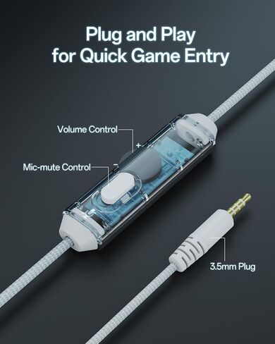 NUBWO N16 Gaming Headsets for Xbox, PS5, PS4, PC, NS, Mac - Over Ear Headphones with Microphone, Stereo Sound, Wired Headet with 3.5mm Audio Jack (White Blue) in Saudi Arabia
