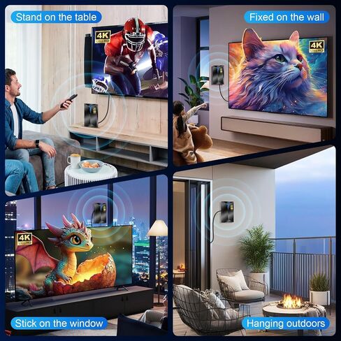 2026 Upgraded TV Antenna Indoor Outdoor, 3500+ Miles Long Range for Local Channels, Digital Antenna with Amplified Signal Booster for TV - Supports 8K 4K 1080P HD, Easy Setup with 26ft Coaxial Cable in Saudi Arabia