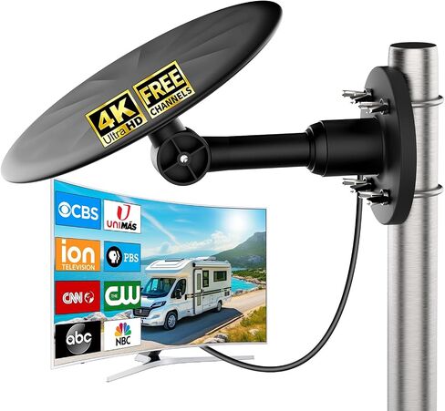 Outdoor TV Antenna for Smart TV, 360° Omni-Directional HDTV Antenna with Built-in Signal Amplifier, UHF/VHF Reception for Local Channels, Roof & Attic Antenna, 4K 1080P Ready, 32.8ft Coaxial Cable in Saudi Arabia