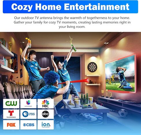 Outdoor TV Antenna for Smart TV, 360° Omni-Directional HDTV Antenna with Built-in Signal Amplifier, UHF/VHF Reception for Local Channels, Roof & Attic Antenna, 4K 1080P Ready, 32.8ft Coaxial Cable in Saudi Arabia