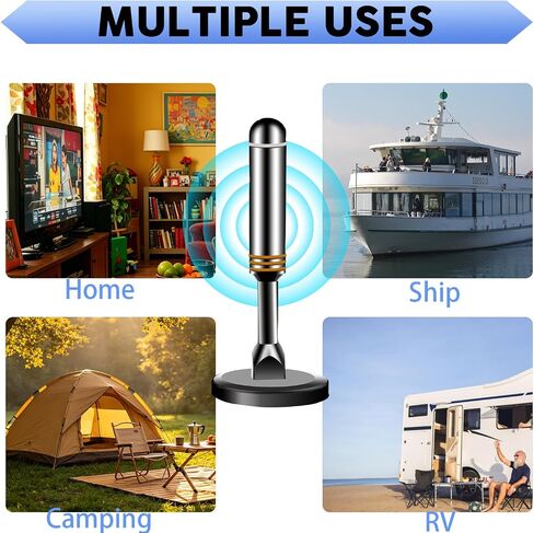 Indoor Digital TV Antenna for Smart TV, HD Antenna for All Tvs Supports 4K 1080P with 9.86FT Cable,Enjoy Local Channels 115 Miles and Strong Magnetic Base in Saudi Arabia