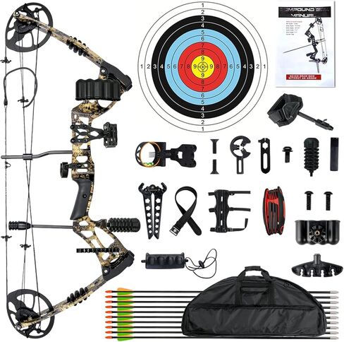 Compound Bow and Arrow for Adult and Beginner, Hunting Bow Archery Set, Right Hand, 30-70 Lbs Draw Weight, 23.5"-31" Draw Length, 5 Pins Bow Sight with Accessories in Saudi Arabia