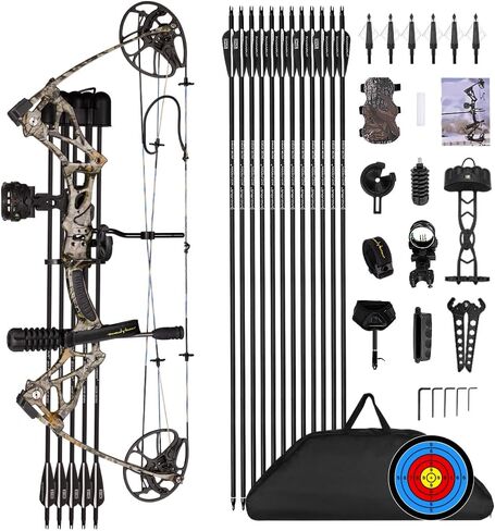 Compound Bow Package for Adults and Teens, 0-70 Lbs Draw Weight,23.5"-31" Draw Length,Limbs Made in USA,Lightweight Design,Archery Hunting Bow Set, Fully Adjustable,2024 New in Kuwait