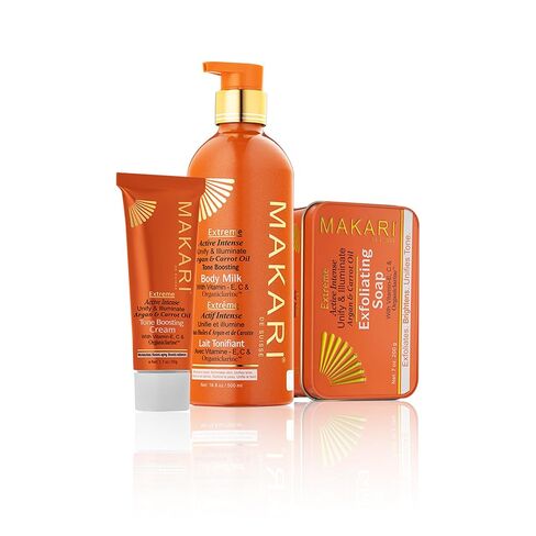 MAKARI Extreme Argan & Carrot Oil 3-Piece Gift Set | Exfoliating Soap, Tone-Boosting Body Lotion & Face Cream | Botanical Self-Care Kit for All Skin Types in Kuwait