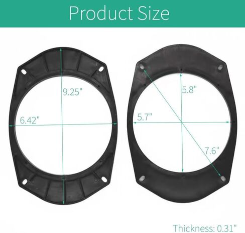 1 Pair 6x9 to 6.5 Inch Speaker Adapter, Compatible with Select Dodge Chrysler Jeep Models in Saudi Arabia