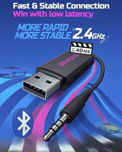 BINNUNE Wireless Gaming Headset — 2.4GHz Low-Latency USB Dongle + Bluetooth, 50mm Drivers 7.1 Surround, Noise-Cancelling Mic, 40H Battery — Over Ear Wireless Headphones for PS5, PC, Laptop, Purple in Saudi Arabia