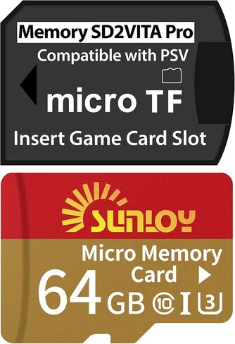 محول بطاقة ذاكرة PS Vita SD2Vita 6.0 مع بطاقة Micro SD سعة 128 جيجابايت، وبطاقة ذاكرة فلاش Micro SDXC UHS-I بسرعة تصل إلى 140 ميجابايت/ثانية مع محول بطاقة SD PSVita لنظام PSV 1000/2000 PSTV FW 3.60 HENkaku Enso in Kuwait