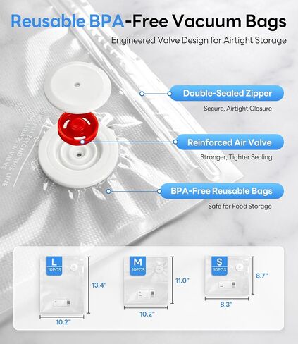 Handheld Vacuum Sealer for Food, VacSense Series 75kPa Compact Vacuum Sealer Machine with 2000mAh Battery, Cordless & Portable, 30 BPA-Free Reusable Bags for Meal Prep, Travel & Kitchen, Silver in Kuwait