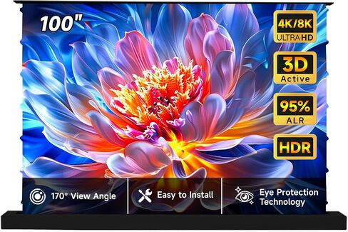 IN&VI 150" CLR ALR Motorized Projector Screen for Ultra Short Throw Projector, Floor Rising Projector Screen, 95% Ambient Light Rejecting, 4K/8K UHD Active 3D, Anti Daylight Home Theater Screen in Saudi Arabia