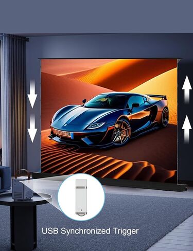 IN&VI Matte White Floor Rising Projector Screen Motorized for UST Long/Standerd Throw Projector in Saudi Arabia