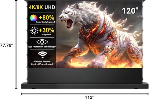 IN&VI Matte White Floor Rising Projector Screen Motorized for UST Long/Standerd Throw Projector in Saudi Arabia