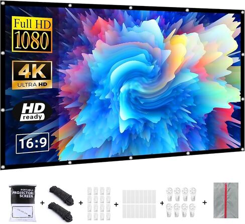 Projection Screen 120 inch Outdoor Projector Screens Portable Movie Screen 16:9 Foldable Anti-Crease Projection Screen for Home Theater Outdoor Indoor Support Double Sided Projection in Saudi Arabia