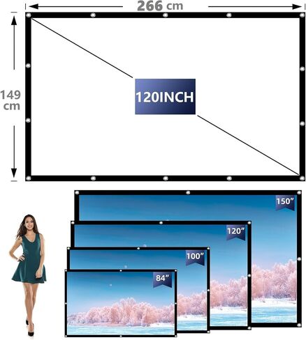 Projection Screen 120 inch Outdoor Projector Screens Portable Movie Screen 16:9 Foldable Anti-Crease Projection Screen for Home Theater Outdoor Indoor Support Double Sided Projection in Saudi Arabia