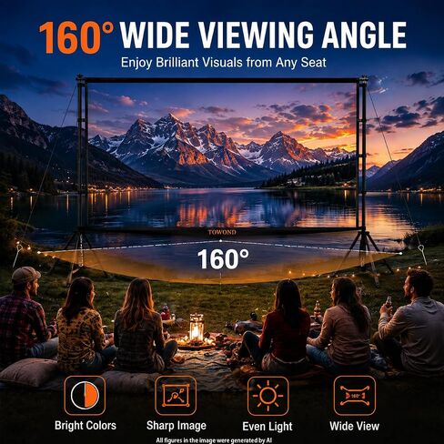 100 Inch Outdoor Projector Screen, TOWOND Threaded Assembly is Secure. in Saudi Arabia