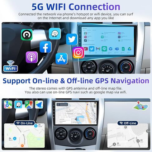 راديو سيارة 8Core 32G ROM Android 15 لسيارة Toyota Corolla 2009-2013: 9 بوصة in Kuwait