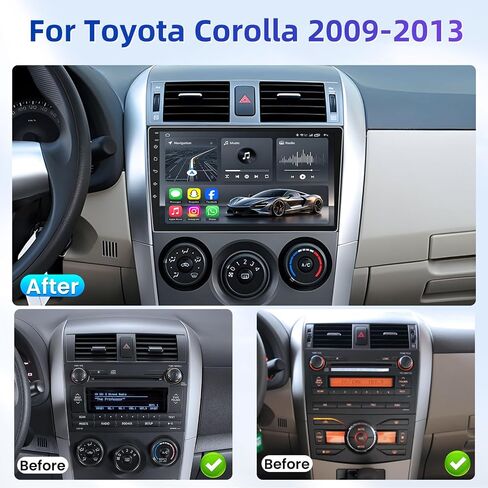 راديو سيارة 8Core 32G ROM Android 15 لسيارة Toyota Corolla 2009-2013: 9 بوصة in Kuwait