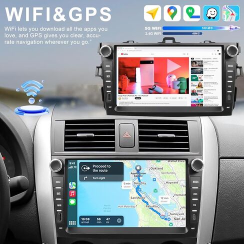 Upgrade Android Car Radio Stereo for Toyota Corolla 2009 2010 2011 2012 2013, 9 Inch Touch Screen Head Unit with Wireless Carplay Android Auto GPS Navigation FM Bluetooth 5G WiFi SWC HD Backup Camera in Saudi Arabia