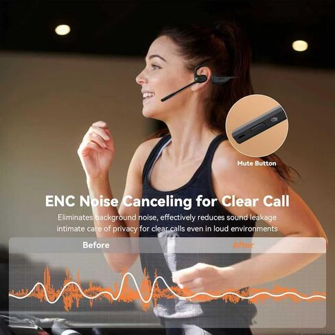 Open Ear Headphones with Mic, Dual Connection Bluetooth Headset with Microphone (AI Noise Cancelling), Bluetooth 5.3 Headphones with Mic, Sweatproof Wireless Headset with Mic for Work, Workout, Call in Saudi Arabia