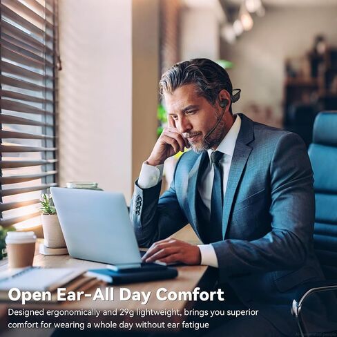 Open Ear Headphones with Mic, Dual Connection Bluetooth Headset with Microphone (AI Noise Cancelling), Bluetooth 5.3 Headphones with Mic, Sweatproof Wireless Headset with Mic for Work, Workout, Call in Saudi Arabia