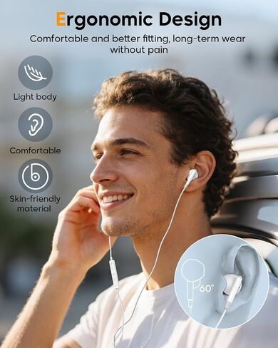 Cablex USB C Headphones for iPhone 17/16/15, Wired Earbuds with Mic, 2 Pack in Kuwait