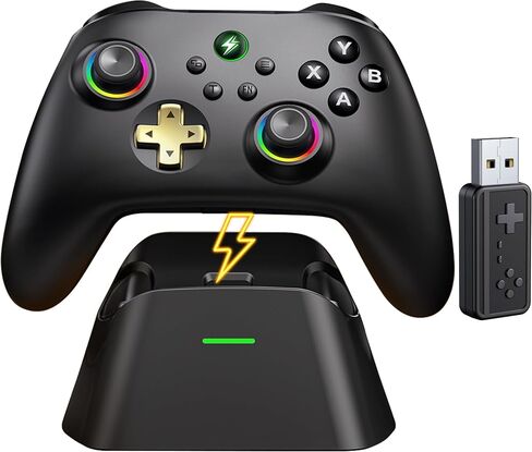 Wireless PC Controller with Charging Dock, Hall Effect Joysticks No Drift, 1000Hz Polling Rate Gamepad for Windows PC/Switch/Android/iOS, Programmable Back Buttons, RGB Light in Saudi Arabia