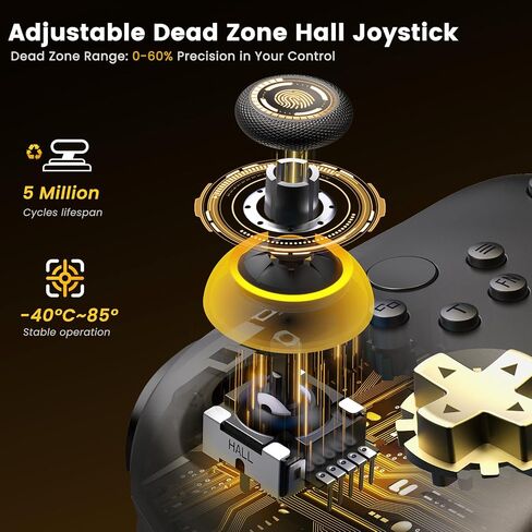 Wireless PC Controller with Charging Dock, Hall Effect Joysticks No Drift, 1000Hz Polling Rate Gamepad for Windows PC/Switch/Android/iOS, Programmable Back Buttons, RGB Light in Saudi Arabia