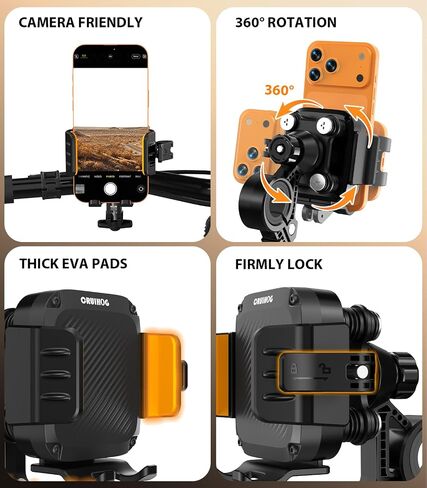 Bicycle Phone Holder,[2026 Upgrade Stem Bike Handlebars Friendly] Phone Mount for Bike Motorcycle[1S Lock][Vivration Dampener][Camera Friendly][Adjustable Clamp] Fits Most Handlebars in Saudi Arabia