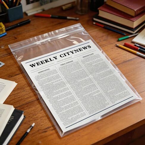 10 Pack Clear Newspaper Protector Bags, 13" x 17" Plastic Paper Sleeves, File Loaders Archival Documents Storage, Resealable Clear Bags for Newspaper Photos, Magazines, Comics, Document in Saudi Arabia