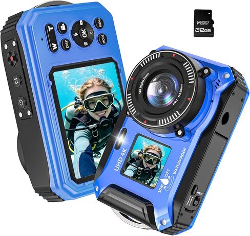 4K Underwater Camera 64MP 33FT Waterproof Camera with 32GB Card in Saudi Arabia
