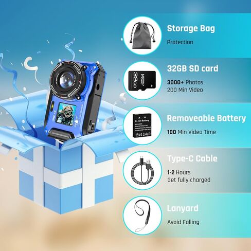 4K Underwater Camera 64MP 33FT Waterproof Camera with 32GB Card in Saudi Arabia