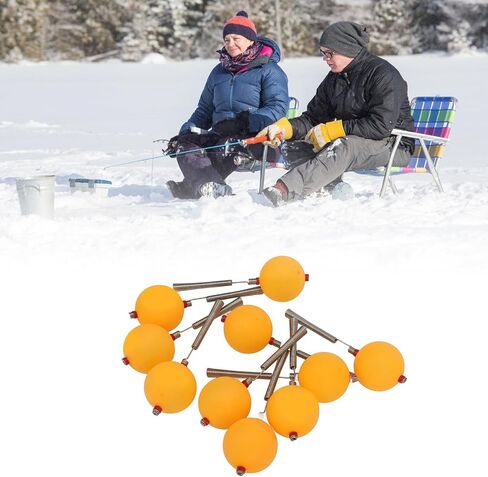 10 Pcs Ice Fishing Rod Spring Tip Ball Top Wear Resistant for Various Fishing Environments Yellow, ABS Steel in Saudi Arabia