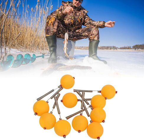 10 Pcs Ice Fishing Rod Spring Tip Ball Top Wear Resistant for Various Fishing Environments Yellow, ABS Steel in Saudi Arabia