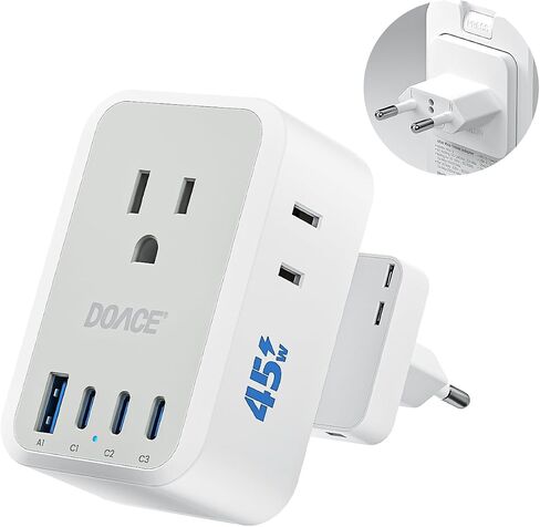 45W Type E F Plug Adapter, US to European Plug Adapter in Saudi Arabia