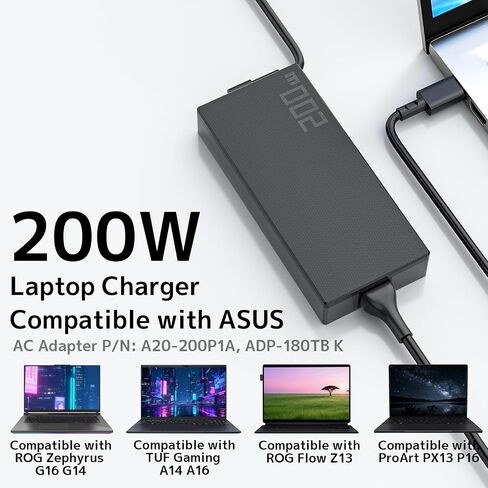 200W Charger Compatible with ASUS ProArt P16 ROG Flow Z13 TUF Gaming Laptop in Saudi Arabia