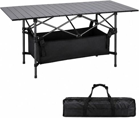 Moosinily Camping Table 4Ft Lightweight Metal Folding Picnic Camp Table Portable Roll-Up Design for Outdoor, Camp, Beach, BBQ, Patio, and Picnic with Carrying Bag 47.2''x21.6''x 19.69'' in Saudi Arabia