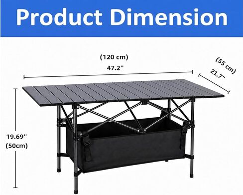 Moosinily Camping Table 4Ft Lightweight Metal Folding Picnic Camp Table Portable Roll-Up Design for Outdoor, Camp, Beach, BBQ, Patio, and Picnic with Carrying Bag 47.2''x21.6''x 19.69'' in Saudi Arabia