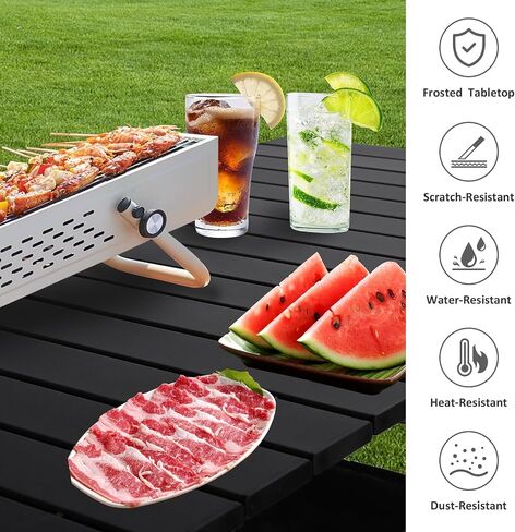 Moosinily Camping Table 4Ft Lightweight Metal Folding Picnic Camp Table Portable Roll-Up Design for Outdoor, Camp, Beach, BBQ, Patio, and Picnic with Carrying Bag 47.2''x21.6''x 19.69'' in Saudi Arabia